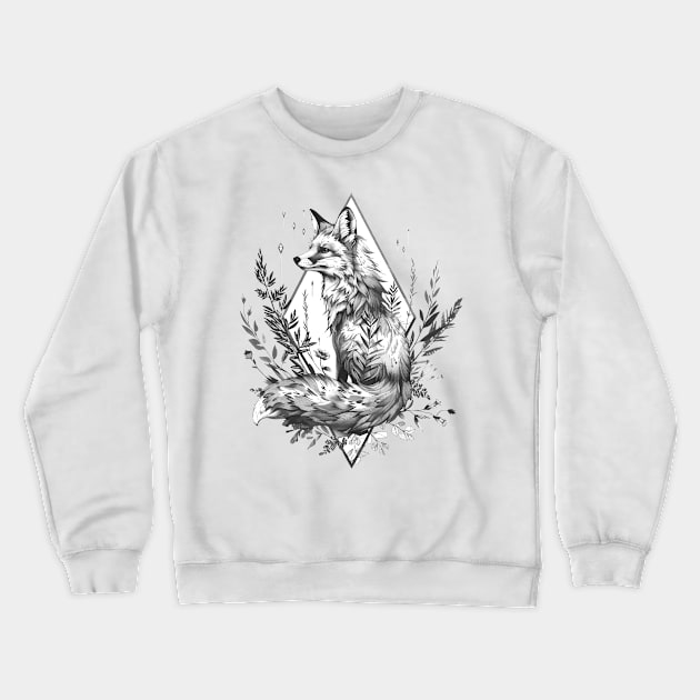 Fox vintage diamond shape plants Crewneck Sweatshirt by StepInSky